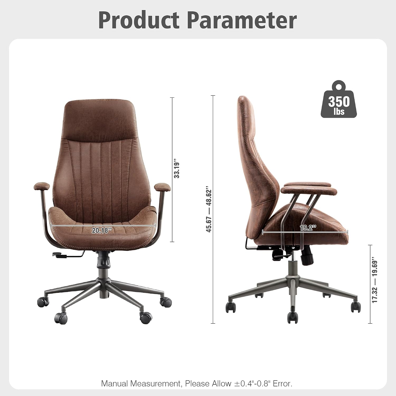 Task Chair Mid Back - Mid-Century Modern High Back Office Chair