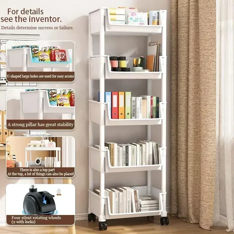 5-Tier Rolling Storage Cart wi - đánh giá và giá Book Cart Rolling