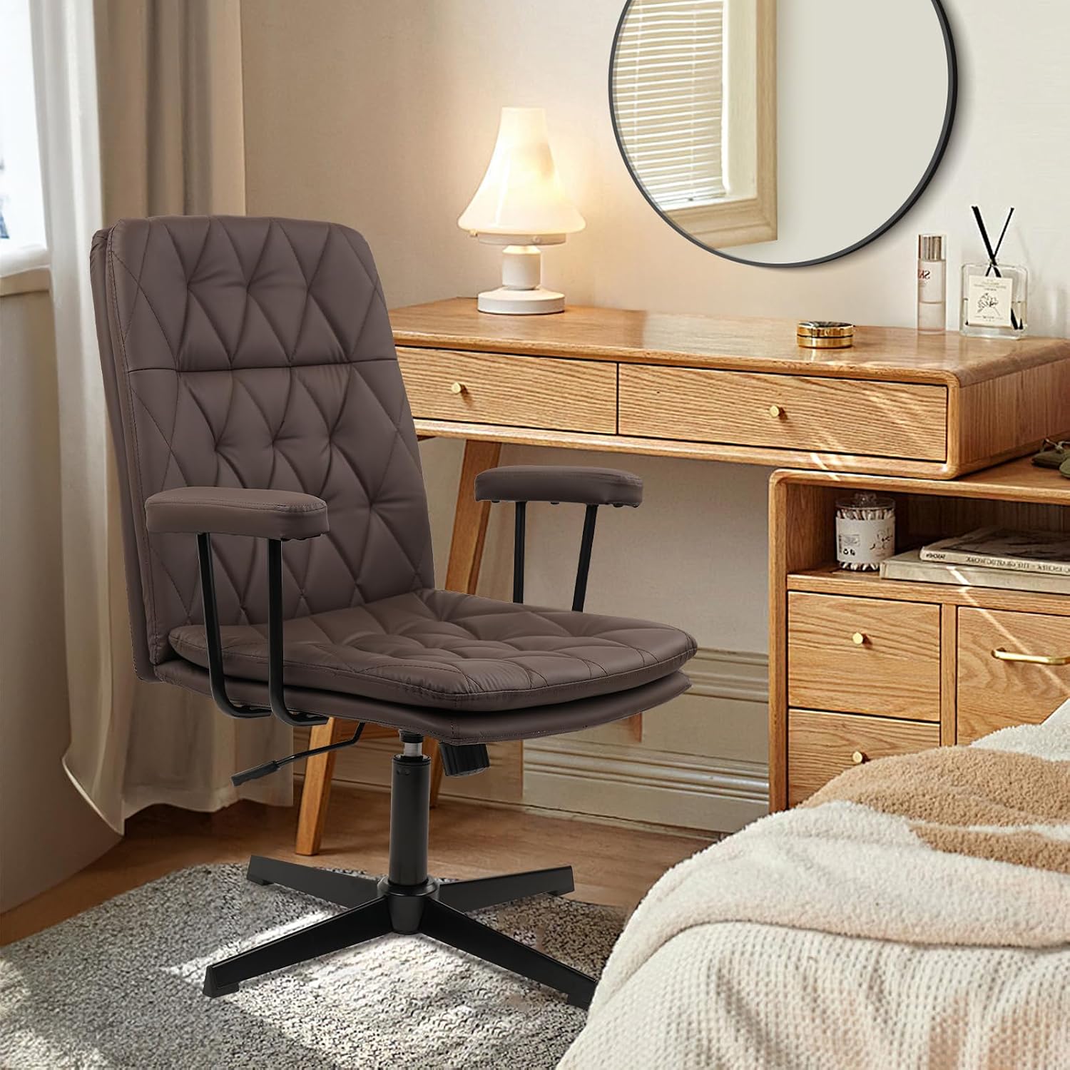 Brown Leather Office Chair No  - đánh giá và giá Task Chair Mid Back