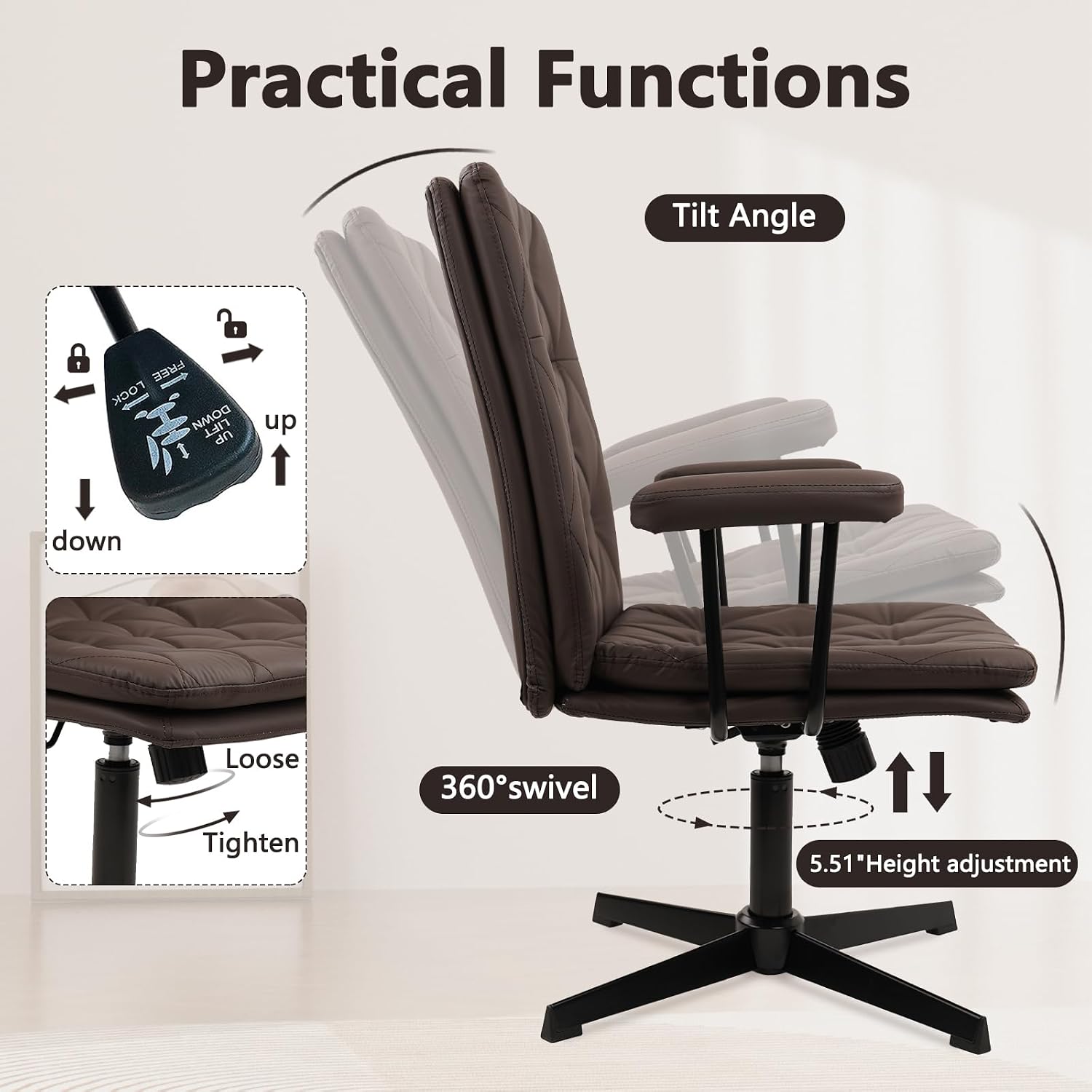 Brown Leather Office Chair No  - đánh giá và giá Task Chair Mid Back