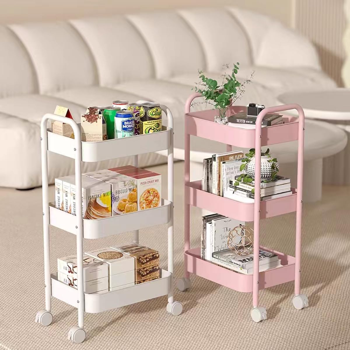 3-Tier Rolling Storage Cart He - đánh giá và giá Book Cart Rolling