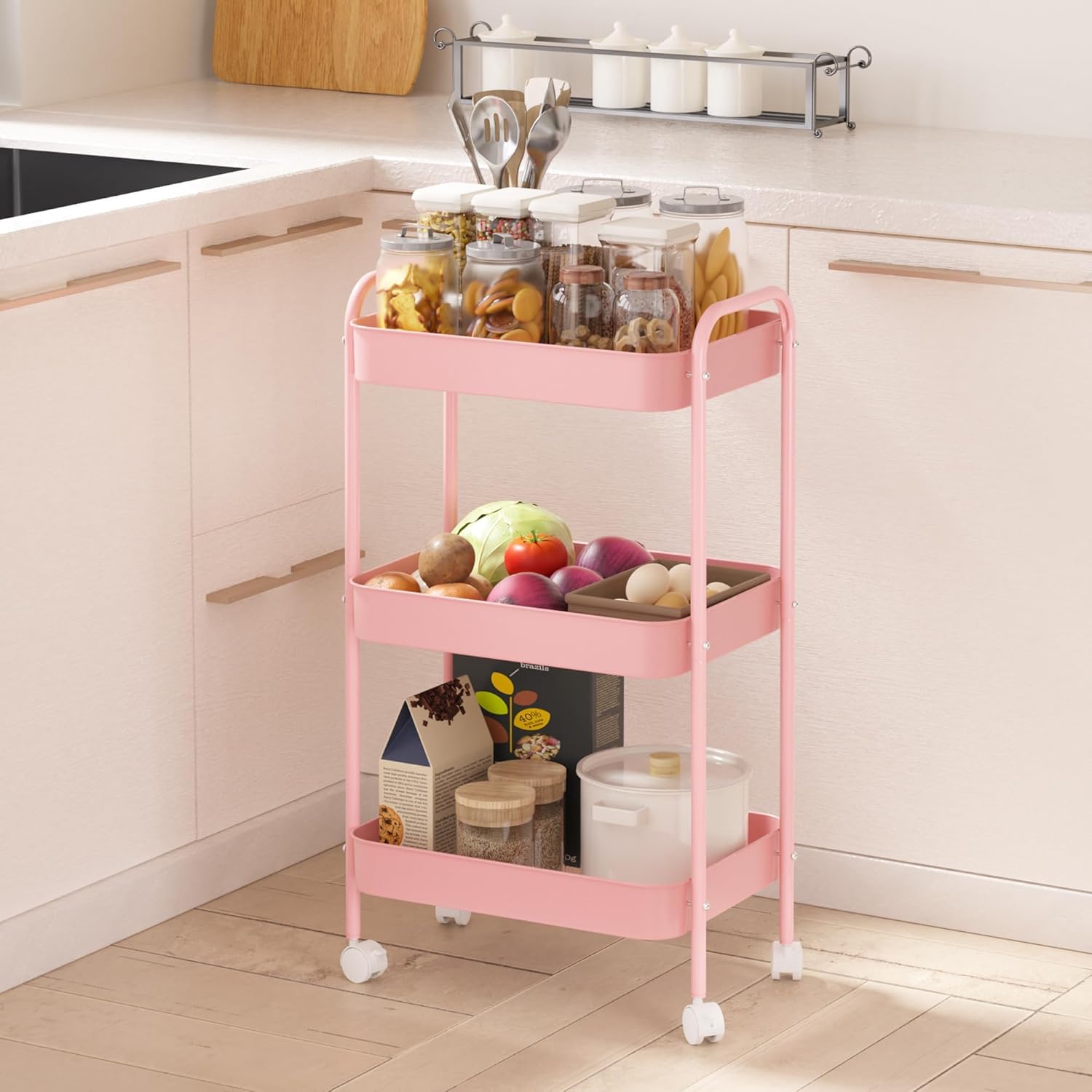 3-Tier Rolling Storage Cart He - đánh giá và giá Book Cart Rolling
