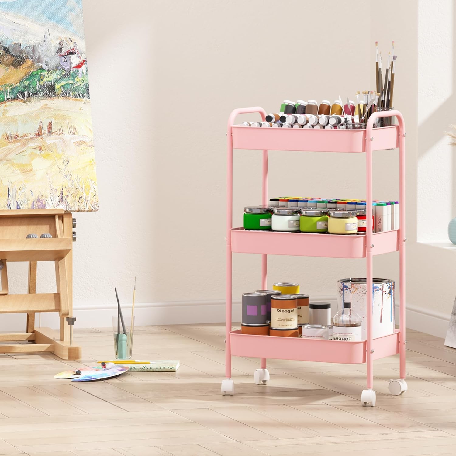 3-Tier Rolling Storage Cart He - đánh giá và giá Book Cart Rolling