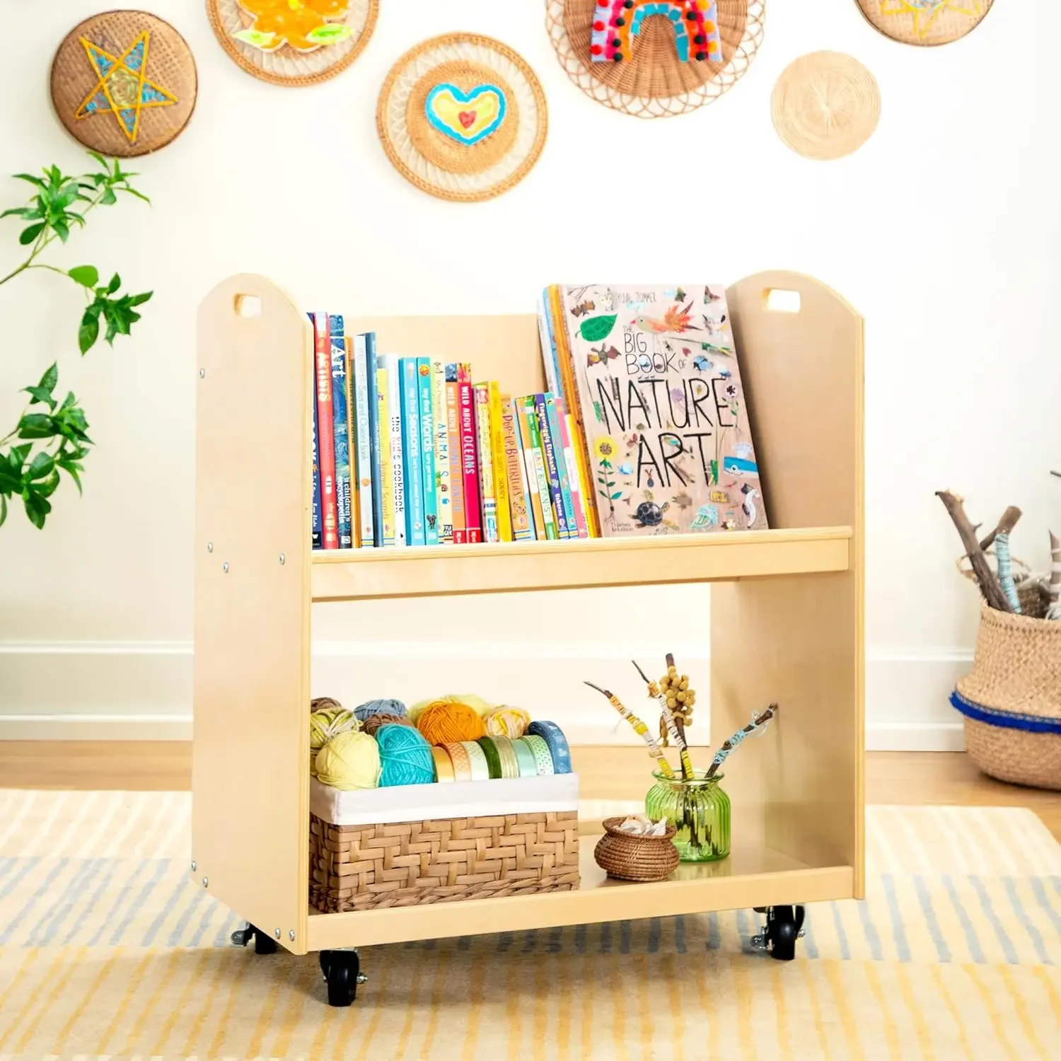 Kids Book Storage Cart - Natur - đánh giá và giá Book Cart Rolling