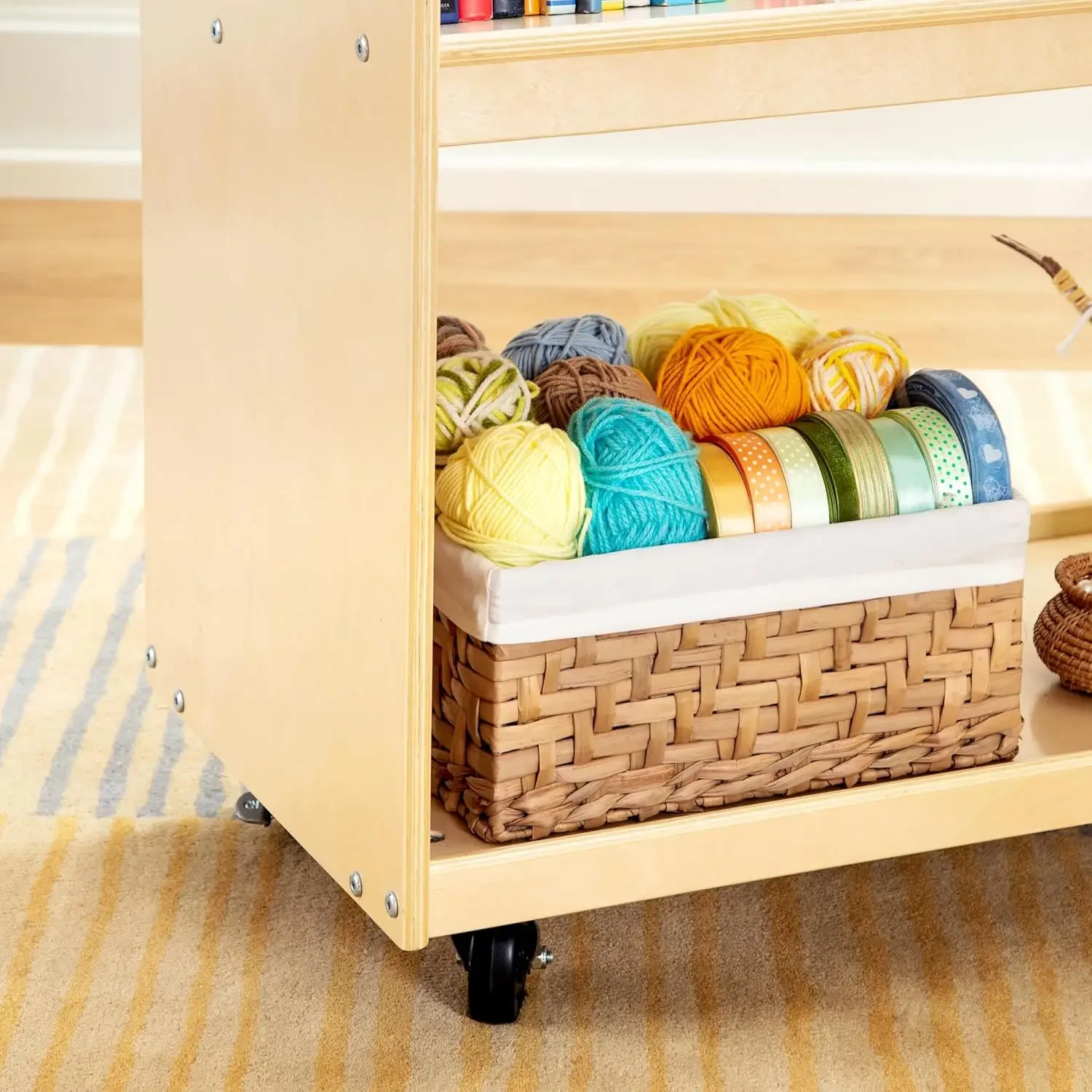 Kids Book Storage Cart - Natur - đánh giá và giá Book Cart Rolling